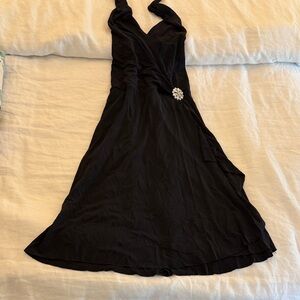 Vintage 90s Elegant Black Halter Dress